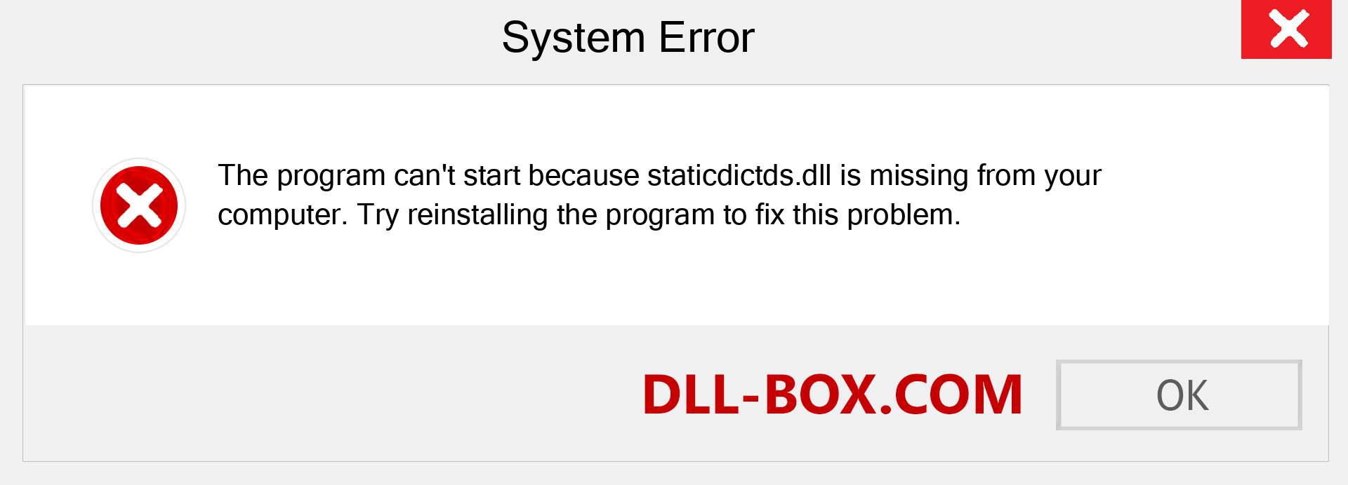  staticdictds.dll file is missing?. Download for Windows 7, 8, 10 - Fix  staticdictds dll Missing Error on Windows, photos, images